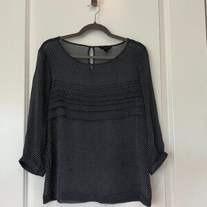 Banana Republic Sheer Blouse Keyhole Button Back 3/4 Cuffed Sleeves LIKE NEW